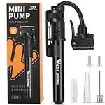 Bicycle Pump Mini Bike Pump - Aluminum Alloy Cycle Pump for Presta & Schrader Valve, Portable Lightweight Bike Tyre Pump Fast Tyre Inflation Mini Air Pump For Mountain Road Bike Ball Pump (Black)