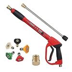 CHAVOR Pressure Washer Gun with Extension Replacement Wand, M22 Fitting, 5 Nozzle Tips, 37 Inch, 5000 PSI