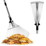 Adjustable Leaf Rake 85-175cm - with 18-Tine Expandable Head 20-45cm Garden Rake for Lawns & Tight Spaces - Lightweight Design for Adults/Kids