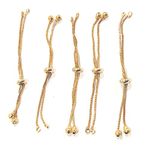 Excellentcrafts 5 Pieces of Adjustable Metal Bracelet Chain with Metal Bead End - Gold