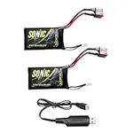 LAEGENDARY 1:16 Scale RC Cars Replacement Parts for Sonic Truck: 2 1000mAh Li-Po Rechargeable Batteries and 1 USB Charger