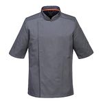 Portwest C738 Men's Mesh Air Pro Chef Jacket - Slim Fit Short Sleeve Workwear Slate Grey, Small