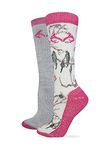 RealTree Ladies Snow Camo Wool Blend Socks, 2 Pair, Fuchsia Camo/Fuchsia, Medium