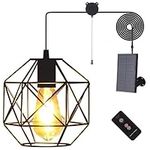 Aofuery Solar Pendant Lights Outdoor, Shed Light Solar Powered Gazebo Lights Outdoor Solar Chandelier Hanging Lights,Solar Lights Indoor with Pull Cord for Home Chicken Coop Barn Garage Storage