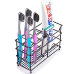 Toothbrush Toothpaste Holder for Bathroom, Stainless Steel Bathrooms 7 Slot Black Toothbrush Holder