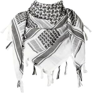 Military Shemagh Tactical Desert 100 percent Cotton Keffiyeh Scarf Wrap,Black/White,One Size