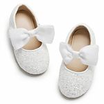 GINFIVE Toddler Girls Dress Shoes Little Girls Mary Janes Ballerina Flats White Shoes Toddler 7