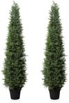 Fopamtri Artificial Plants Outdoor 150 cm Cypress Tree Fake Plants Plastic in Pot, UV Rated Cedar Tree for Indoor Outdoor Home Garden Porch Decor(2 Pack)