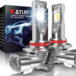 KATUR HB3 LED Headlight Bulbs, 9005 LED Bulb 16000LM 6000K White 500% Brightness Fanless Waterproof Mini Size Plug and Play Conversion Kit Halogen Replacement, Pack of 2