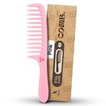 Nimxy Pink Wide Tooth Comb for Curls 1 Pc - Curl Comb with Comfortable Handle for Detangling Medium to Long Wet and Wavy Hair - hairdressing & Styling Comb