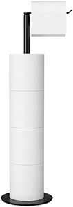 Porte-Rouleau de Papier Toilette sur Pied pour Salle de Bain, Support en Acier Inoxydable avec Finition Noire, Distributeur Simple et Pratique