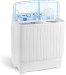 ZENY Portable Washing Machine Compact Twin Tub Laundry Washing Machine 17.6lbs Capacity, Mini Washer Dryer for Apartment RV Travelling,Semi-Automatic, 11lbs Washer, 6.6lbs Spinner