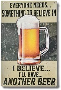 AMERICAN WIT Quality Metal Signs, I Believe I’ll Have Another Beer, Funny Novelty High Grade Aluminum Sign for Your Home Kitchen Diner Bar Pub and Man Cave, Vintage Decoration, 12” x 8”