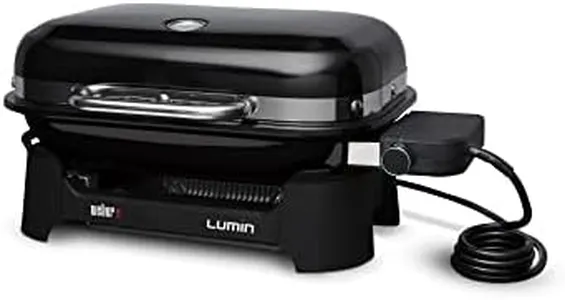 Weber Lumin Compact Outdoor Electric Barbecue Grill, Black - Great Small Spaces such as Patios, Balconies, and Decks, Portable and Convenient