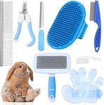 8 PCS Small Animal Grooming Kit - Brush, Slicker Brush, Massage Glove, Nail Clipper, Flea Comb, and Double-Sided Comb for Pets