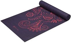 Gaiam Yoga Mat Premium Print Extra Thick Non Slip Exercise & Fitness Mat for All Types of Yoga, Pilates & Floor Workouts, Aubergine Swirl, 6mm