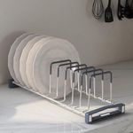 Plantex Stainless Steel Plate Stand/Dish Rack/Thali Stand for Modular Kitchen/Tandem Box Accessories - 12 Sections (Chrome/Pack of 1)