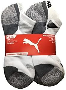 Puma Men's No show Sport Socks, Moisture Control, Arch Support (8 Pair) (Regular Shoe Size: 6-12, White)