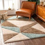 AYLEEN RUGS, Handwoven 3D Curved Pattern Shaggy Super Soft Fluffy and Anti Skid Rugs, Size 3X5 Feet Rectangular Colour, Pista Beige