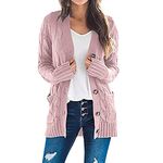 Sale Clearance Trendy Women's Cable Knit Cardigan Sweaters Open Front Button Down Knitwear Loose Oversized Fall Outerwear Coat with Pocket Today's Lightning Deals