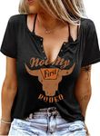 Eniloyal Not My First Rodeo Steer Skull Womens Graphic T Shirt Summer Ring Hole V Neck Tops Casual Loose Fit Short Sleeve Shirts (Large, Cowboys Country Music Black)