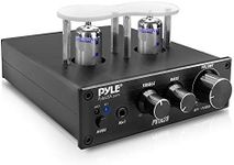 Bluetooth Tube Amplifier Stereo Receiver - 600W Home Audio Desktop Stereo Vacuum Tube Power Amplifier Receiver w/ 2 Vacuum Tubes, AUX/MP3/Microphone Inputs, Pure Copper Speaker Output - Pyle PVTA20