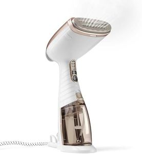 Conair Turbo Extreme Steam Handheld Clothes Steamer, 230ml detachable water tank, Fast 40 second heat up, Garment Steamer, White/Champagne, GS59XU, UK PLUG