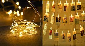 Collectible India Copper Christmas Xmas String Lights - Battery Operated for Diwali Decorations, Party, Wedding 2AA Batteries not Included (Yellow Light Colour) Set of 20 LED Photo Clip-30 LED