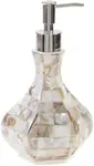 Creative Scents Hand Soap Dispenser for Bathroom, Decorative Countertop Lotion Dispenser Finished in Beautiful Mother of Pearl, with Durable Pump for Elegant Bathroom Decor (Milano Collection)