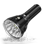 IMALENT MS18 Brightest LED Torch 100,000 Lumens, 18pcs Cree XHP70.2 LEDs, Rechargeable Powerful Flashlight Long Throw Up to 1KM with OLED Display, Best Lighting Tool for Hiking and Caving