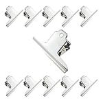 HAHIYO 4inch Silver Bulldog Clips Metal File Hinge Binder Clamps Save Space Strong Spring Jaws Rock Solid Grip Book Lay Flat Deburred Edge for Hang Photos Wall Grid Dog Food 11PCS