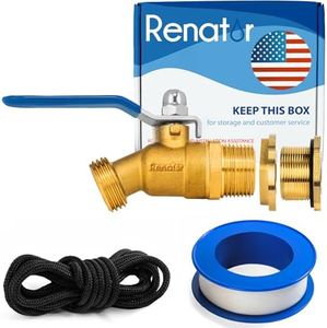 Renator Brass Rain Barrel Spigot Kit. Lead-Free Compliant. 3/4 Inch Quarter Turn Ball Valve. Rain Barrel Kit For Any Barrel Including 5 55 Gallon Drum Spigot Bucket. Spigot with Bulkhead Fitting, Tape