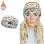 Winter Knitted Headband - Women Ear Warmer Chunky Crochet Braided Hair Band Wraps Turban Sports Yoga Hairband Fleece Lined Elastic Wide Headbands for Women UK (white)