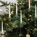 LUSHARBOR Christmas Tree Candles, 10 Pack Flameless Taper Candles for Christmas Tree Decor, LED Candles Battery Operated with Remote, Warm Fake Candles for Xmas Wedding Decor with Crystal Ball Hook