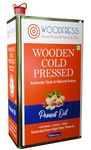 WOODFRESS Cold Pressed Groundnut Oil 5 Litre - Extracted from 13kg Red JAVA Peanuts for 5L Pure Woodpress Oil (Lakdi Ghani) Healthy Cooking Oil, 100% Natural Cold-pressed Peanut Oil, Metal Tin 5L