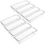 LotFancy 8 Pack Clear Plastic Drawer Organizers, Food Grade Storage Trays, Non-Slip Storage Bins for Kitchen Utensil, Silverware Cutlery, Bathroom, Office Desk, Makeup, Jewelry, 9.2''×3''×2''