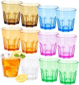 12 Pcs Plastic Drinking Glasses, Acrylic Coloured Water Tumblers, Unbreakable Plastic Cups, Kids Drinking Cups, Reusable Drinkware Tumblers for Children Kitchen Picnic Party Juice (12pc-6color-160ml)