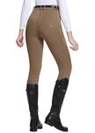 ZOHAM EQUESTRAIN Women’s Full Seat Riding Breeches Equestrian Horseback Riding Pants with Silicone Grip & Zipped Pocket | Comfortable Stretch Tights (in, Numeric, 38, Regular, Big, Brown)