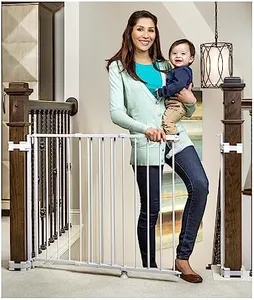 Regalo 2-in-1 Stairway and Hallway Wall Mounted Baby Gate, Bonus Kit, Includes Banister and Wall Mounting Kit