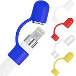 PencilCozy 5-Pcs Apple Pencil Cap Replacement and Holder, Protective Cover & Tether Prevents Damage, Apple Pen Cap Works with Apple iPad Pro Pencil (Blue, Red, Yellow, White, Clear)