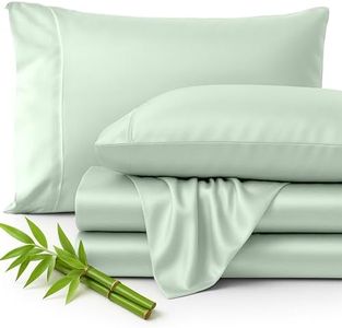 LUX Décor 4 Piece Cal King Sheet Set– Pure Organic 100% Viscose Derived from Bamboo Sheet Set - Cooling & Breathable, Luxuriously Soft Silky Feel Bedsheet Sets (Sage)