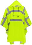 GGS Rain Poncho - High Visibility, Reflective, Wind and Waterproof with Drawstring Hood, Rain Gear for Construction, Camping, Fishing, Hiking, One Size