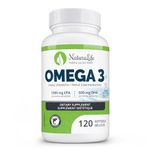 Triple Strength Omega 3 Fish Oil Capsules | High EPA & DHA Supplement | Natural Essential Fatty Acids | 1000mg Fish Oil Per Softgel (120ct)