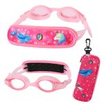 RUIGAO Toddler Swim Goggles Age 2-5, Toddler Goggles No Hair Pull Strap, Kids swimming goggles with Case (Toddler Goggles - Pink)