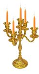 BWO Candelabra Tea Light Candle Stand Holder for Theme Party Decorations | Table Top Centerpiece Candle Holder (Gold)