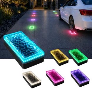 SHONELIGHTING 4x8 Solar Ground Lights, 12-Color Paver Light, RGB-W, 6Pack