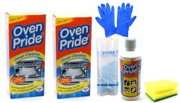 2 Packs of Oven Pride Oven Cleaner- 2X 500 ML Bottle - Bags for Cleaning Oven Racks, Gloves and Instructions Included - Complete Oven Cleaning Kit with Degreaser Sponge