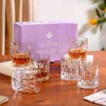 Nestasia Set of 6 Glasses Luxury Engraved (240ml) | Thick-Walled, Wide Mouth, Durable & Dishwasher Safe | Perfect for Bourbon, Whiskey, Scotch, Cocktails & Gifting