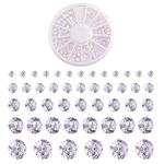 Pandahall 376Pcs 5 Size Clear Cubic Zirconia Cabochons Grade A Round Faceted Rhinestone Gems Gemstone with Pointed Back for Nail Art Craft Jewelry Making