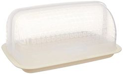 Signoraware Big Bread Box with Moving Lid | Semi Transparent | Food Grade BPA Free | Freezer Microwave Oven Dishwasher Safe | Breads Sandwich cakes ( Off White | LxWxH-31.5X20.6X15 Centimetres)